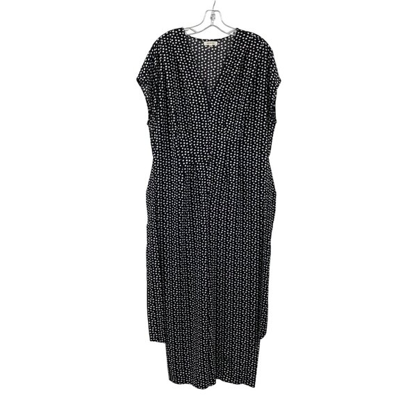 Max Studio Wide Leg Jumpsuit Polka Dot Cap Sleeve Belted Black/White Size 1X - Picture 1 of 8
